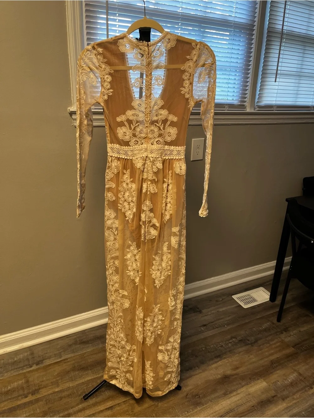 For Love & Lemons Cream Lace Long Sleeve Maxi Dress - Picture 2 of 3